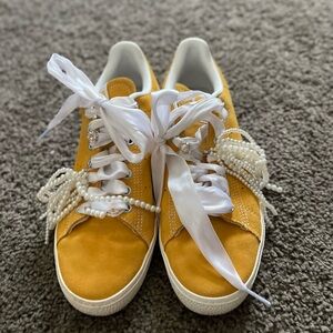 adidas Yellow Sneakers with White Ribbon Laces